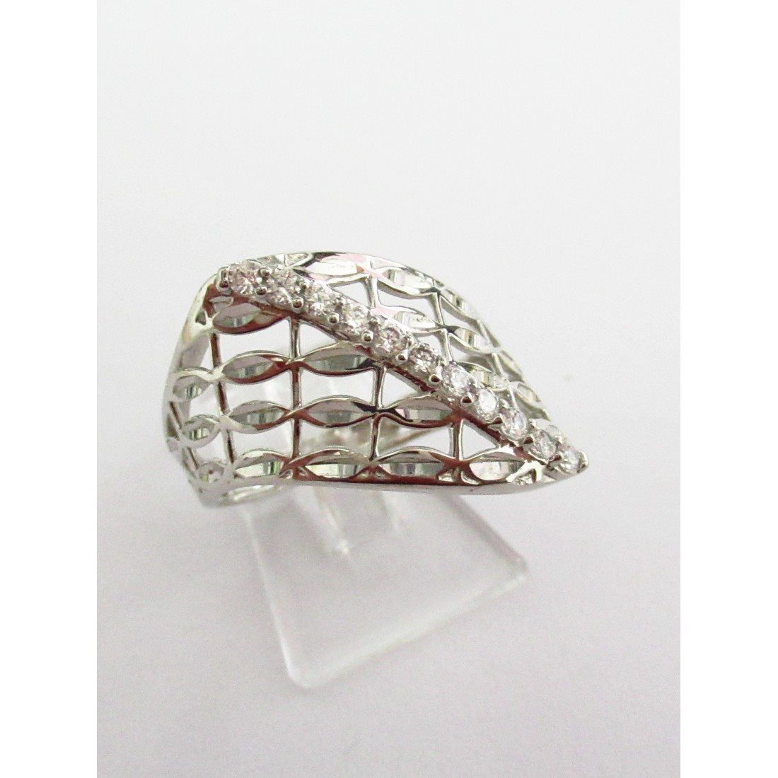 Anello fantasia donna Damiata Gioielli in oro bianco e zirconi 655/102/1