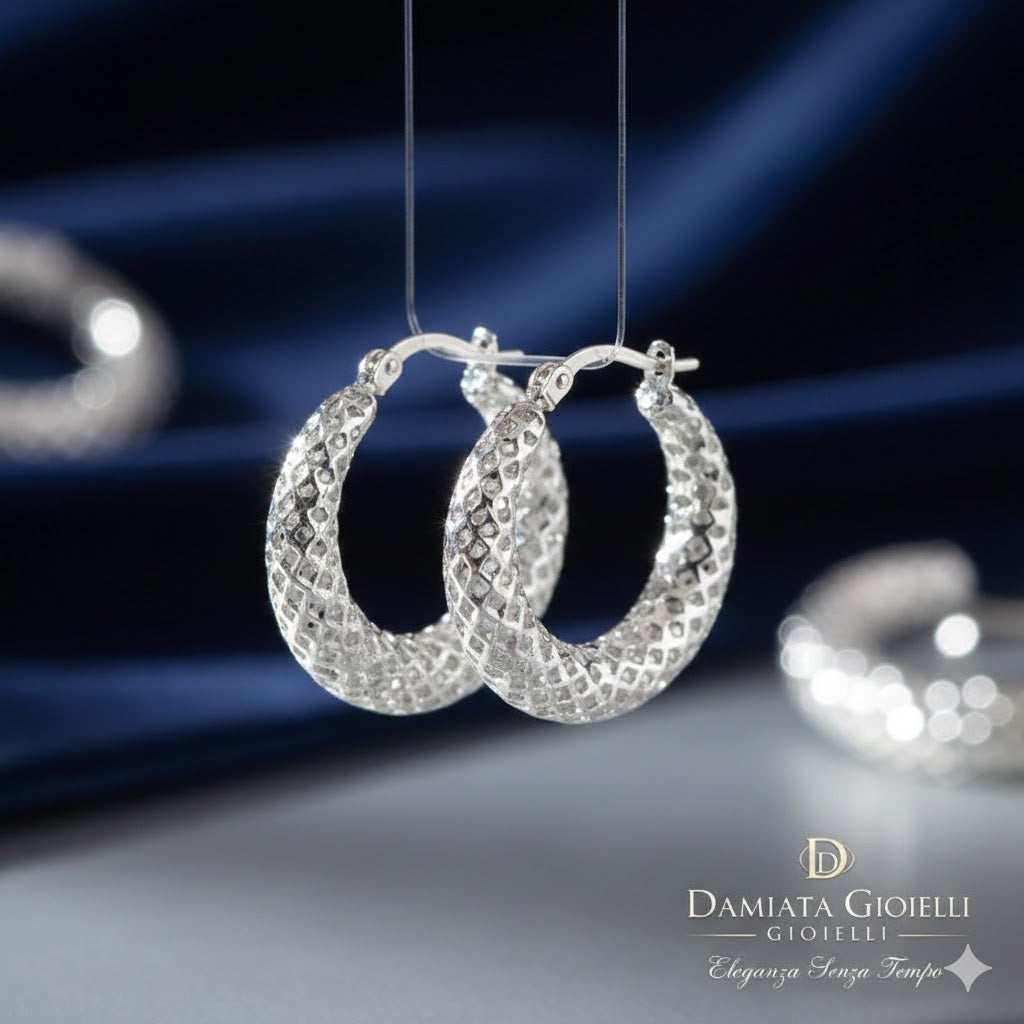Orecchini a cerchio donna Damiata Gioielli in oro bianco 658/102/2