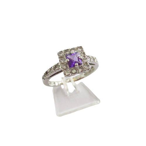 Anello fantasia donna Damiata Gioielli in oro bianco con quarzo e zirconi 658/102/4