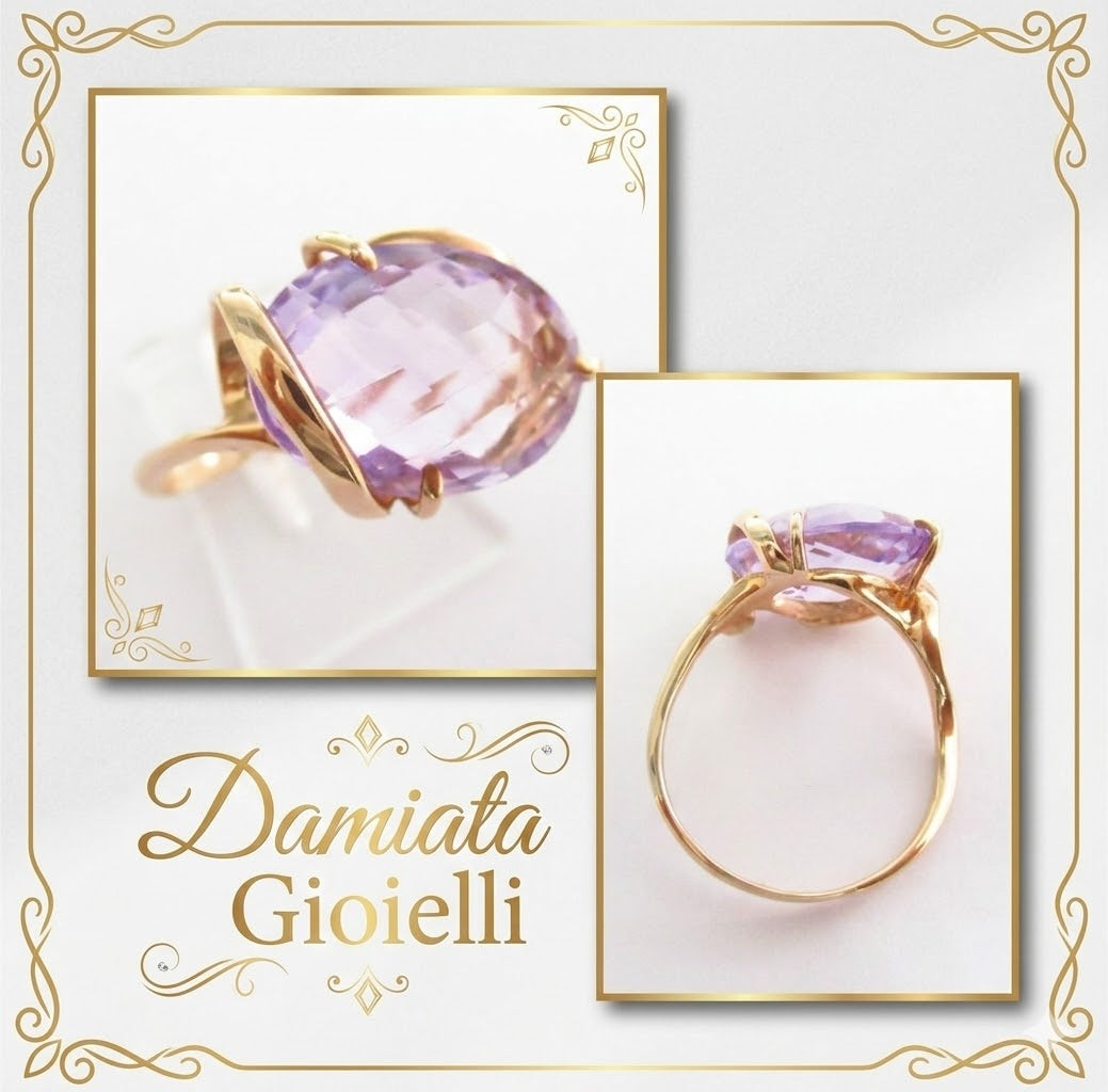 Anello fantasia donna Damiata Gioielli in oro rosa e quarzo 658/102/5