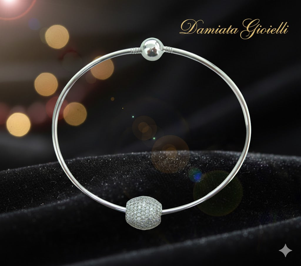 Bracciale rigido donna Damiata Gioielli in oro bianco e zirconi 682/6/102+639/6/102