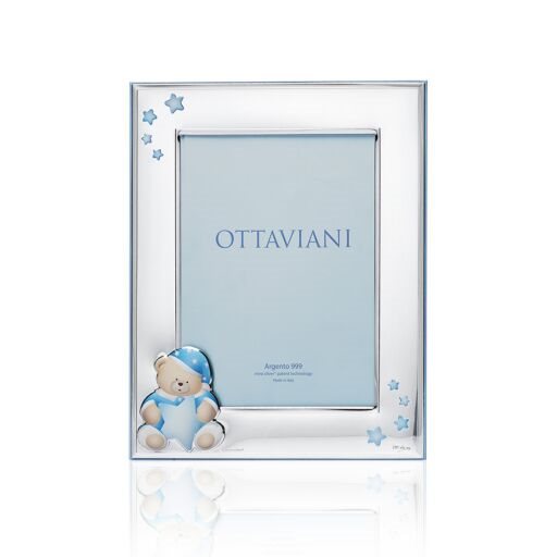 Cornice portafoto bambino Ottaviani in argento retro legno, misure 9x13 ref. 7001BC