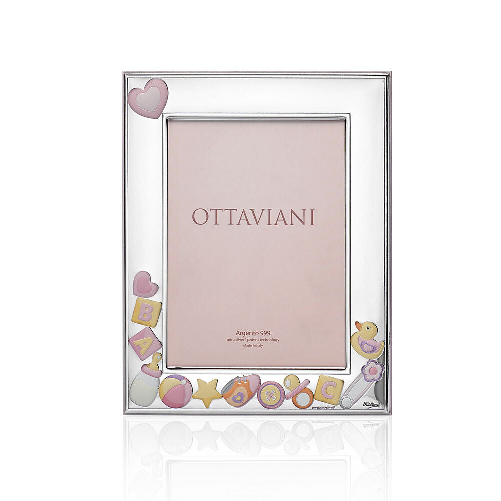 Cornice portafoto bambina Ottaviani in argento retro legno, misure 13x18 ref. 7007AR