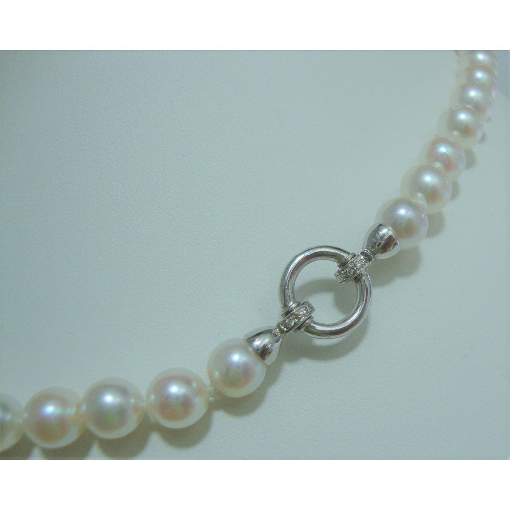 Collana filo di perle donna Orelù in oro bianco e zirconi SENXETPONT