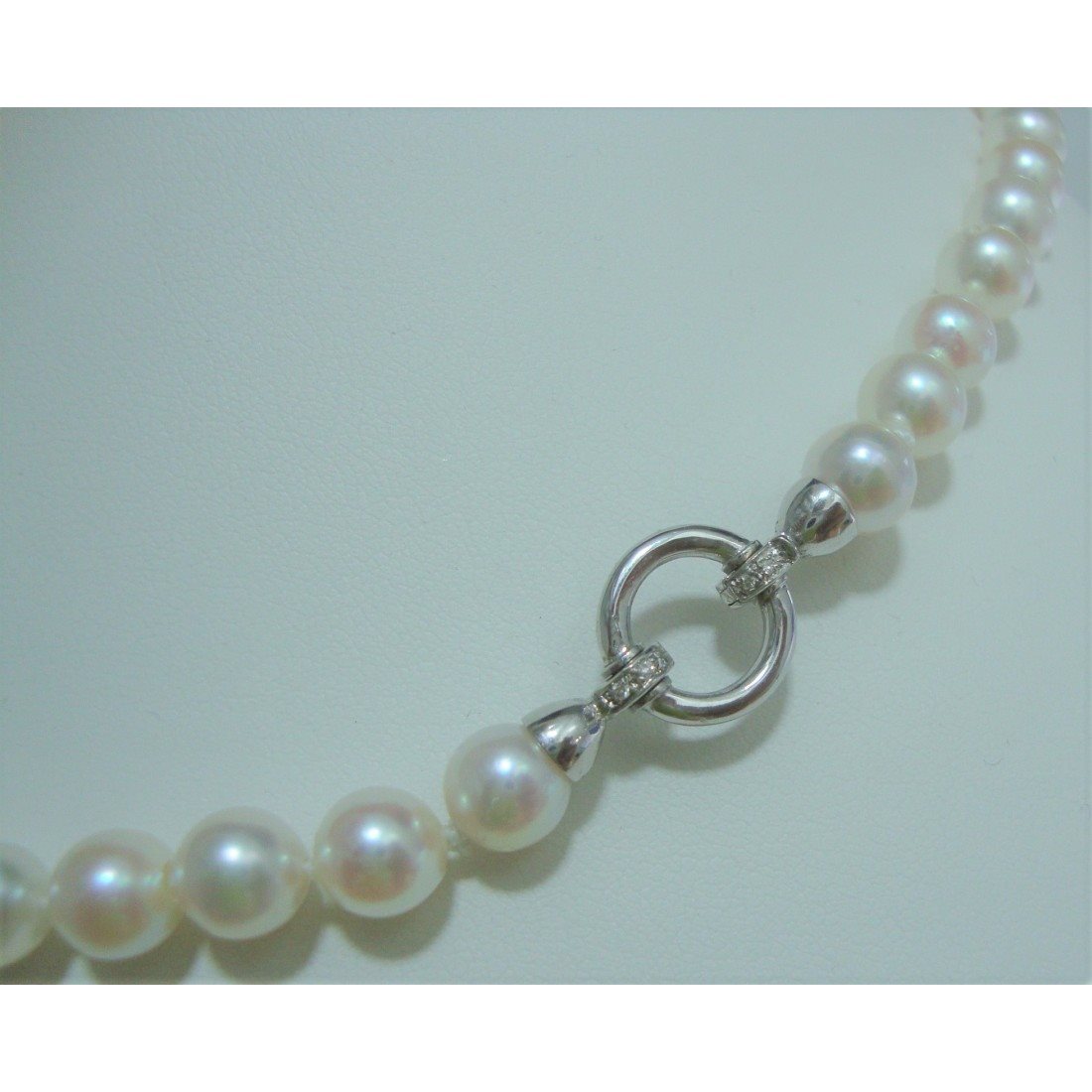 Collana filo di perle donna Orelù in oro bianco e zirconi SENXETPONT