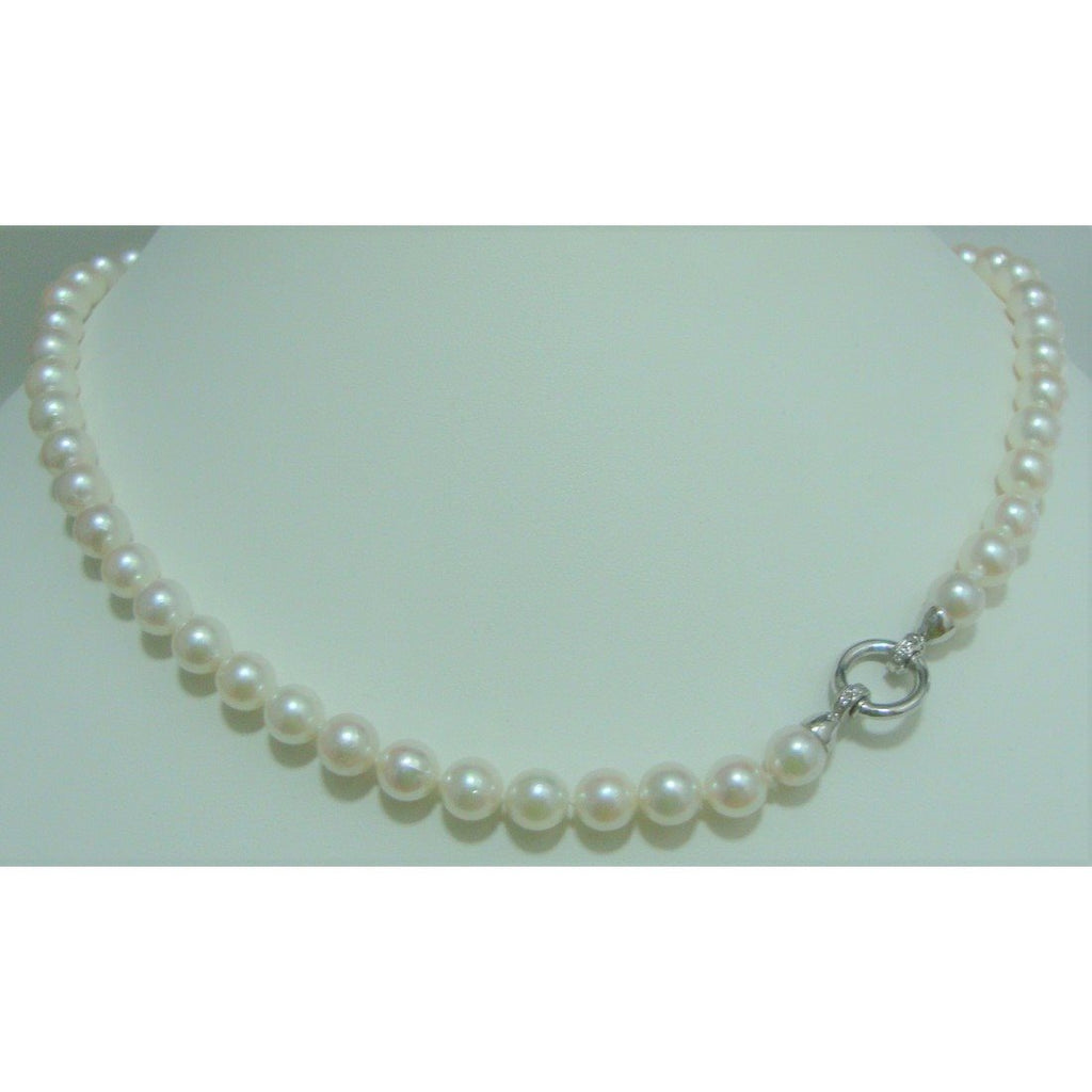 Collana filo di perle donna Orelù in oro bianco e zirconi SENXETPONT