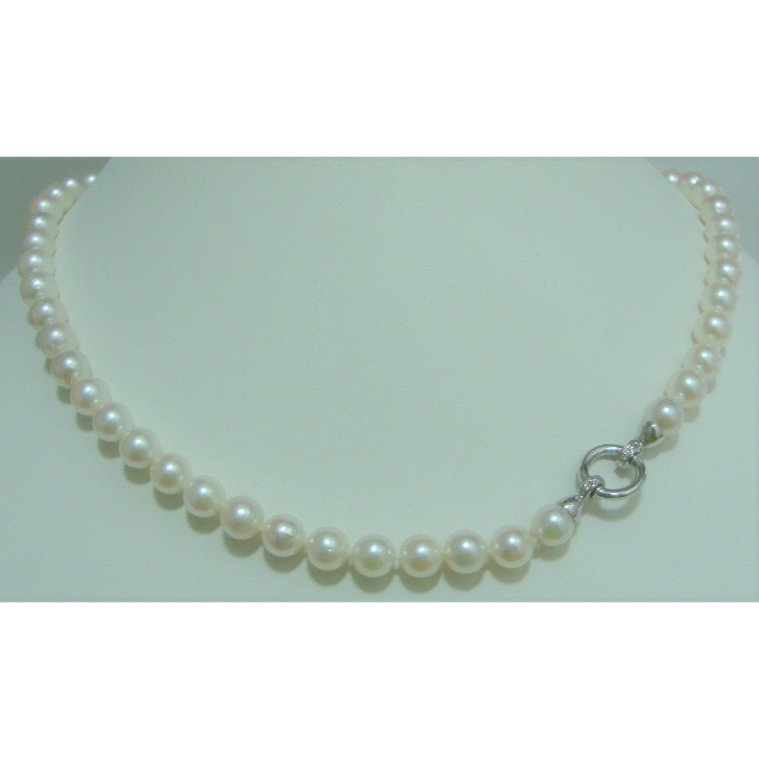 Collana filo di perle donna Orelù in oro bianco e zirconi SENXETPONT
