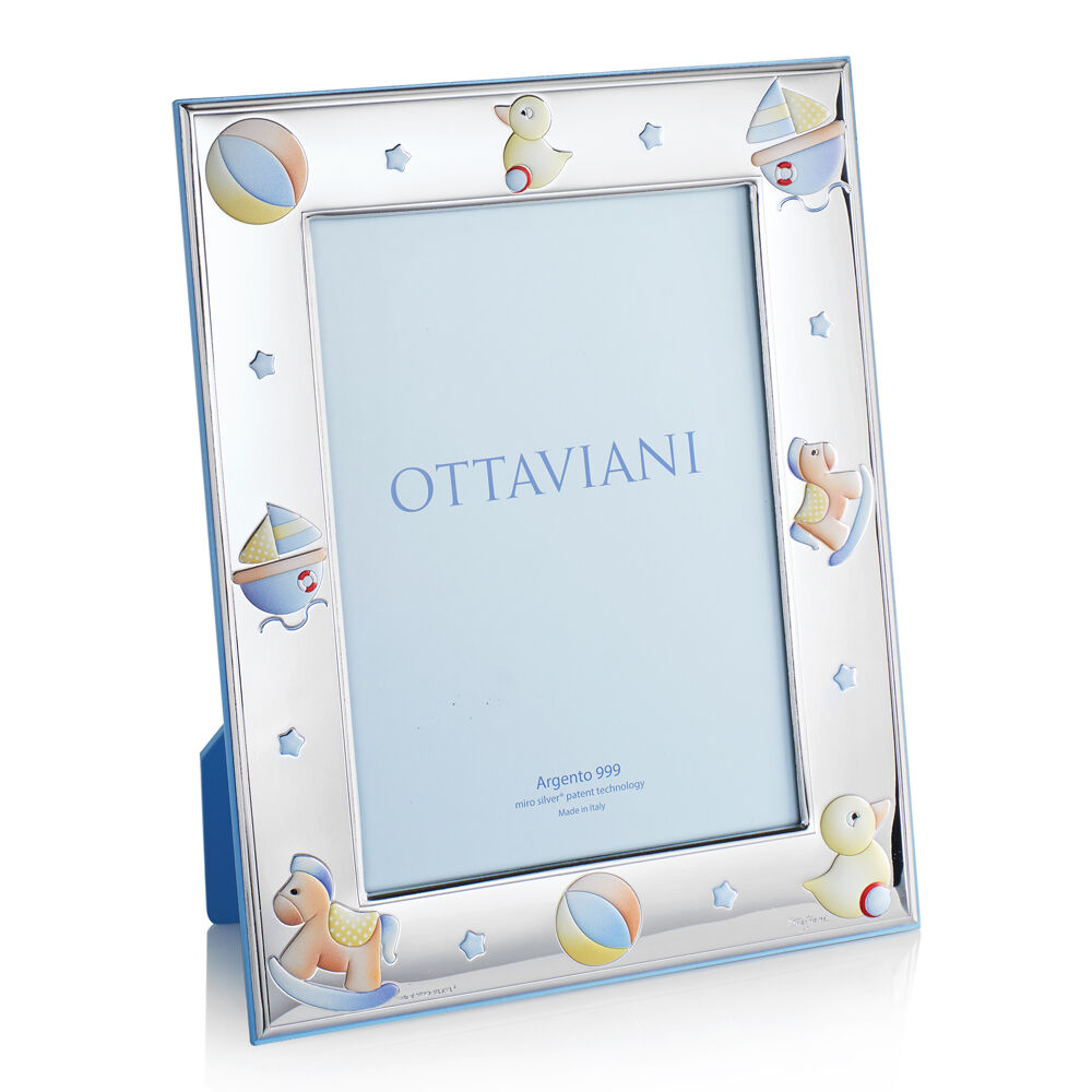 Cornice portafoto bambino Ottaviani in argento retro legno, misure 13x18 ref. 7010BC