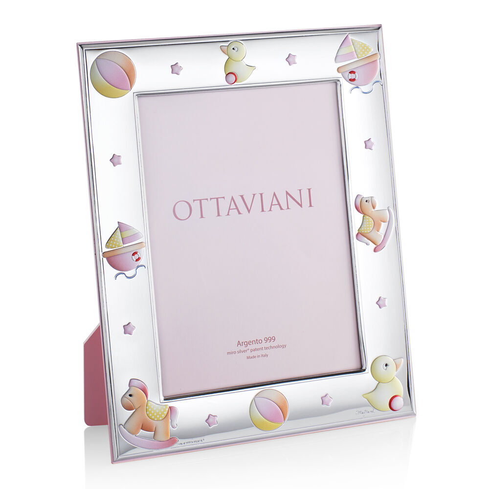 Cornice portafoto bambina Ottaviani in argento retro legno, misure 13x18 ref. 7010AR