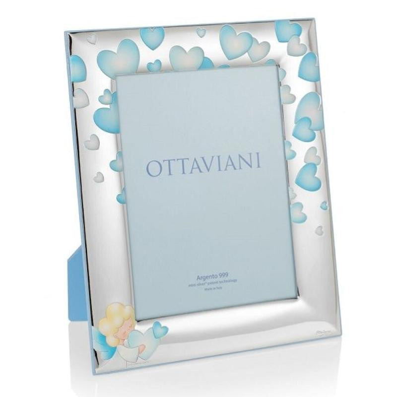 Cornice portafoto bambino Ottaviani in argento retro legno, misure 9x13 ref. 7013AC