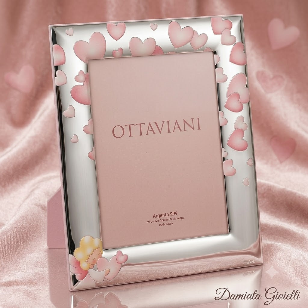 Cornice portafoto bambina Ottaviani in argento retro legno, misure 9x13 ref. 7013AR