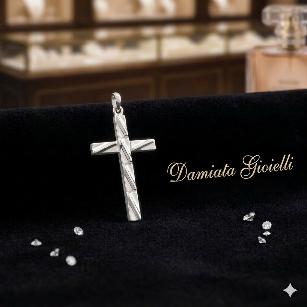 Ciondolo a croce unisex Damiata Gioielli in oro bianco 715/7/102