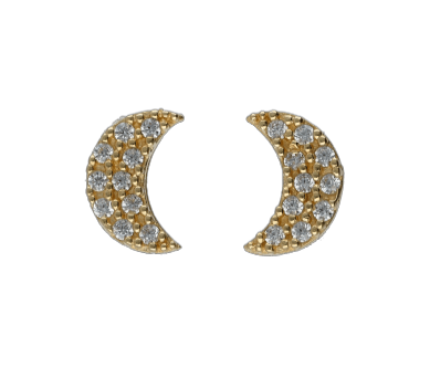 Orecchini a mezza luna bambina Damiata Gioielli in oro giallo e zirconi 724/7/102