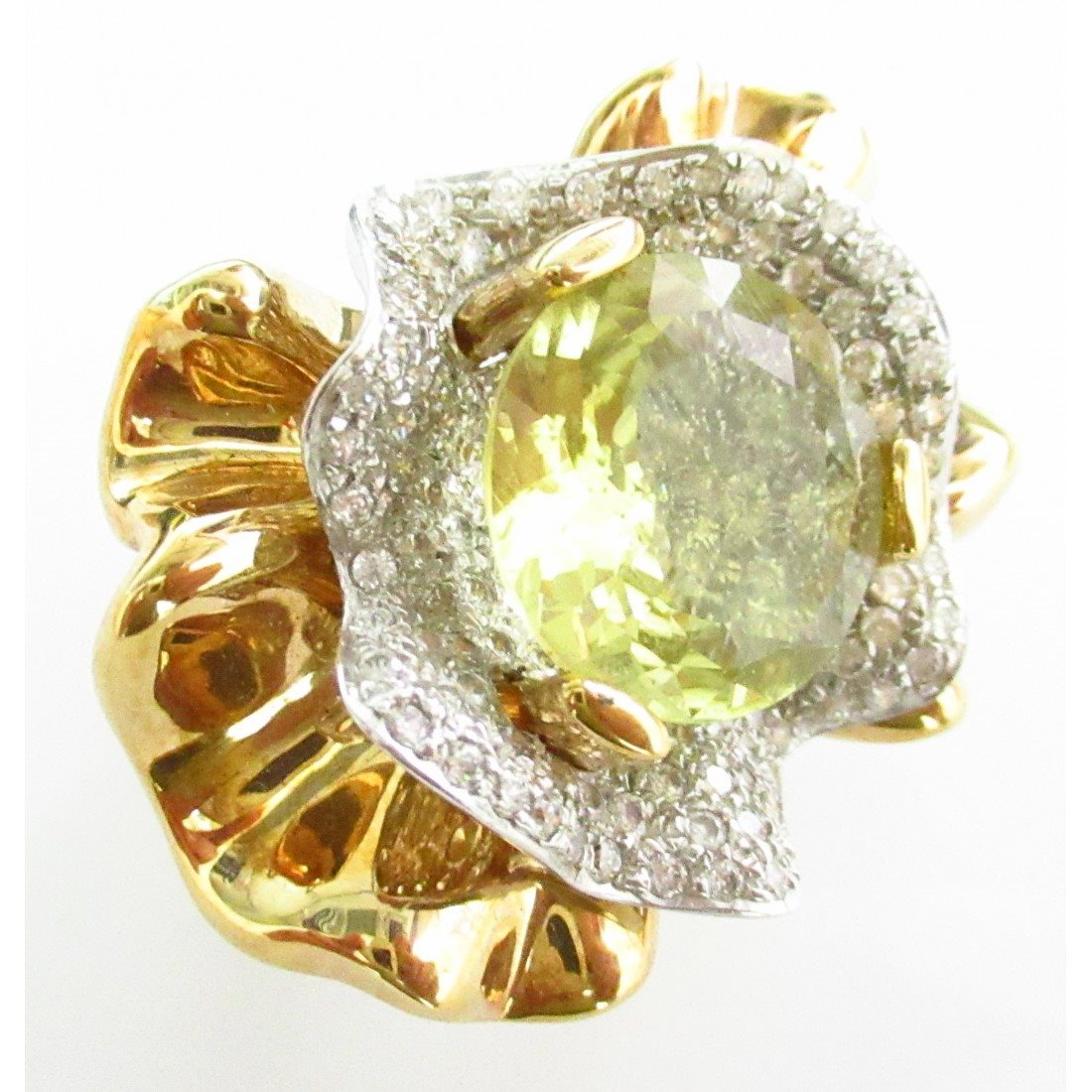 Anello fantasia donna Damiata Gioielli in oro bianco e giallo con quarzo e zirconi 7360/102