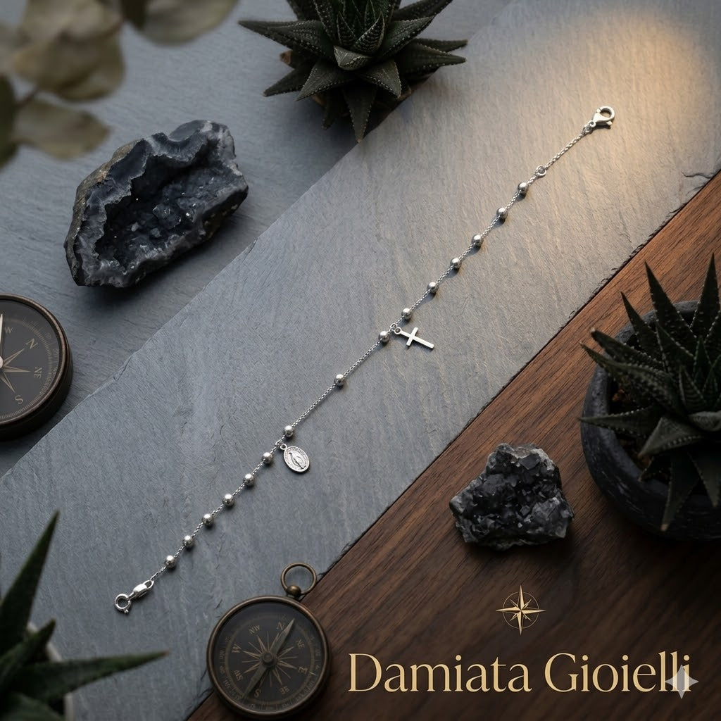 Bracciale rosario unisex Damiata Gioielli in oro bianco 738/102/1