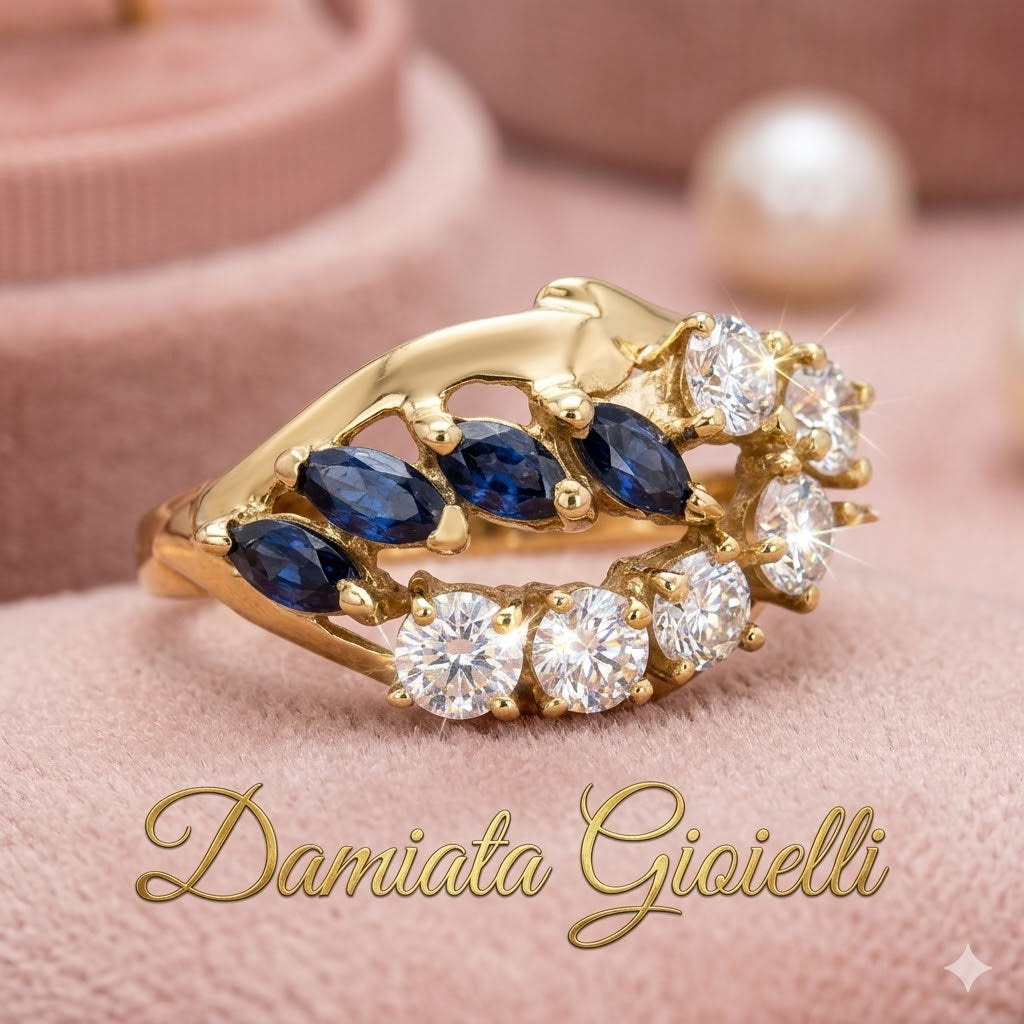 Anello fantasia donna Damiata Gioielli in oro giallo con zirconi 740/102