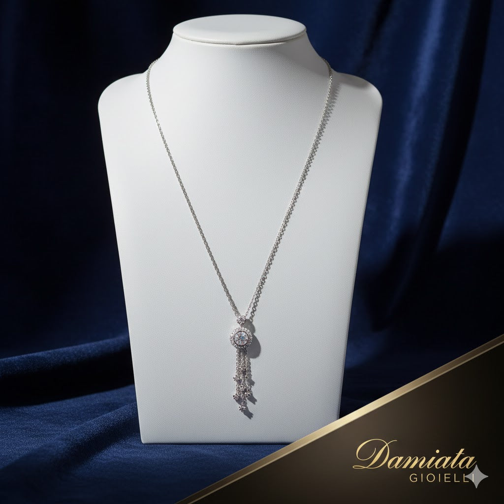 Collana con pendente donna Damiata Gioielli in oro bianco con zirconi 761/102/1