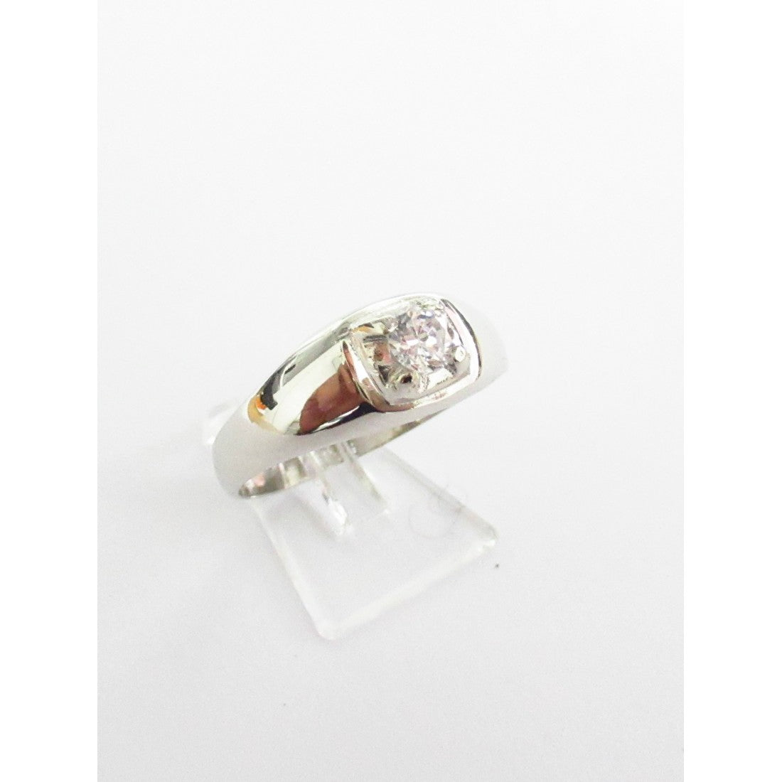 Anello solitario uomo Damiata Gioielli in oro bianco e zircone 762/102
