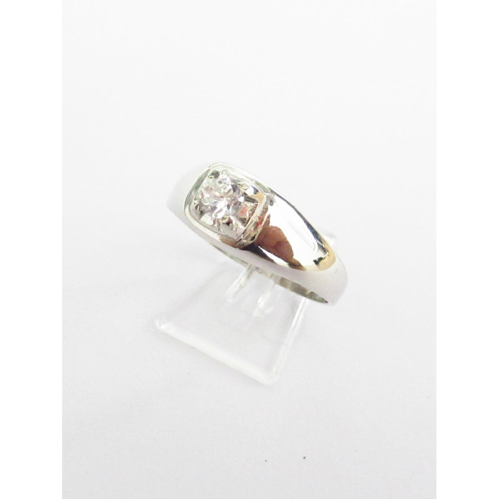 Anello solitario uomo Damiata Gioielli in oro bianco e zircone 762/102