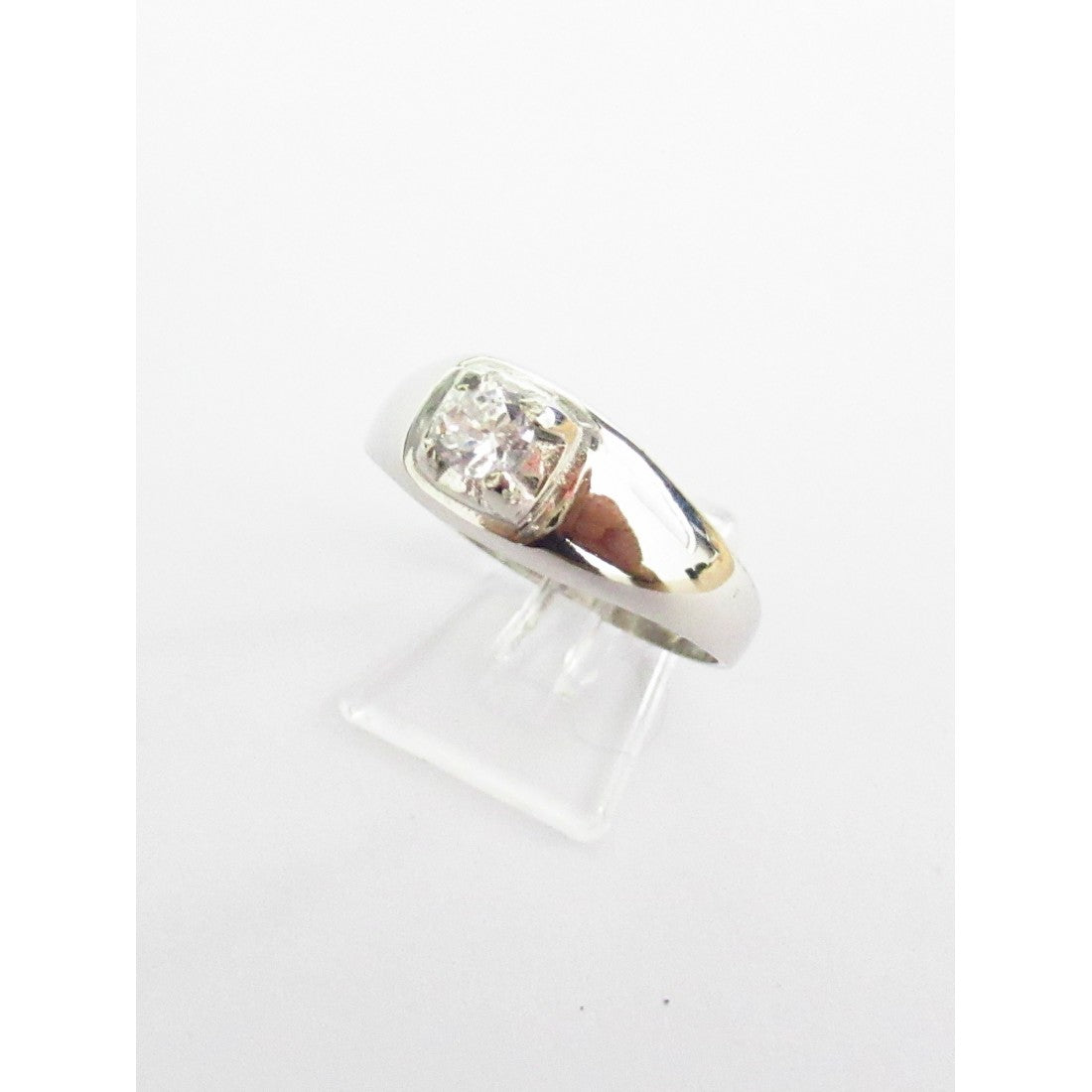 Anello solitario uomo Damiata Gioielli in oro bianco e zircone 762/102