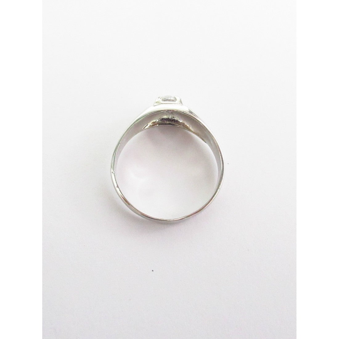 Anello solitario uomo Damiata Gioielli in oro bianco e zircone 762/102