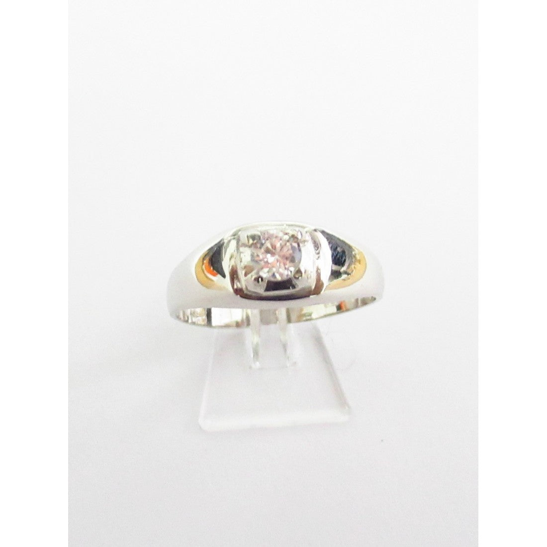 Anello solitario uomo Damiata Gioielli in oro bianco e zircone 762/102