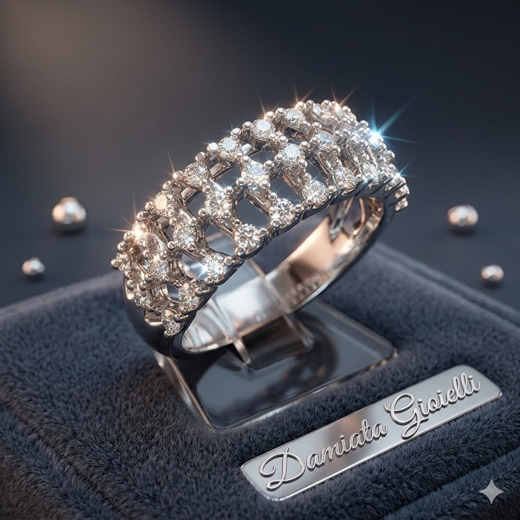 Anello fantasia donna Damiata Gioielli in oro bianco e zirconi 763/102