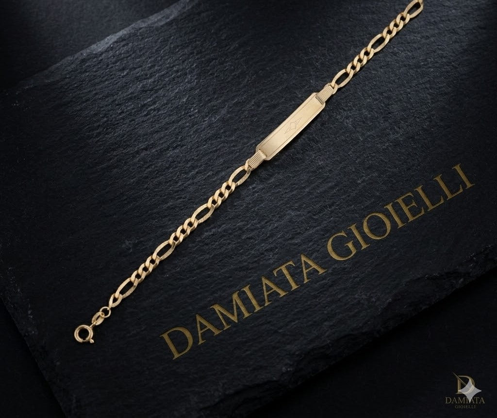 Bracciale uomo Damiata Gioielli in oro giallo con targhetta incidibile 765/102/3