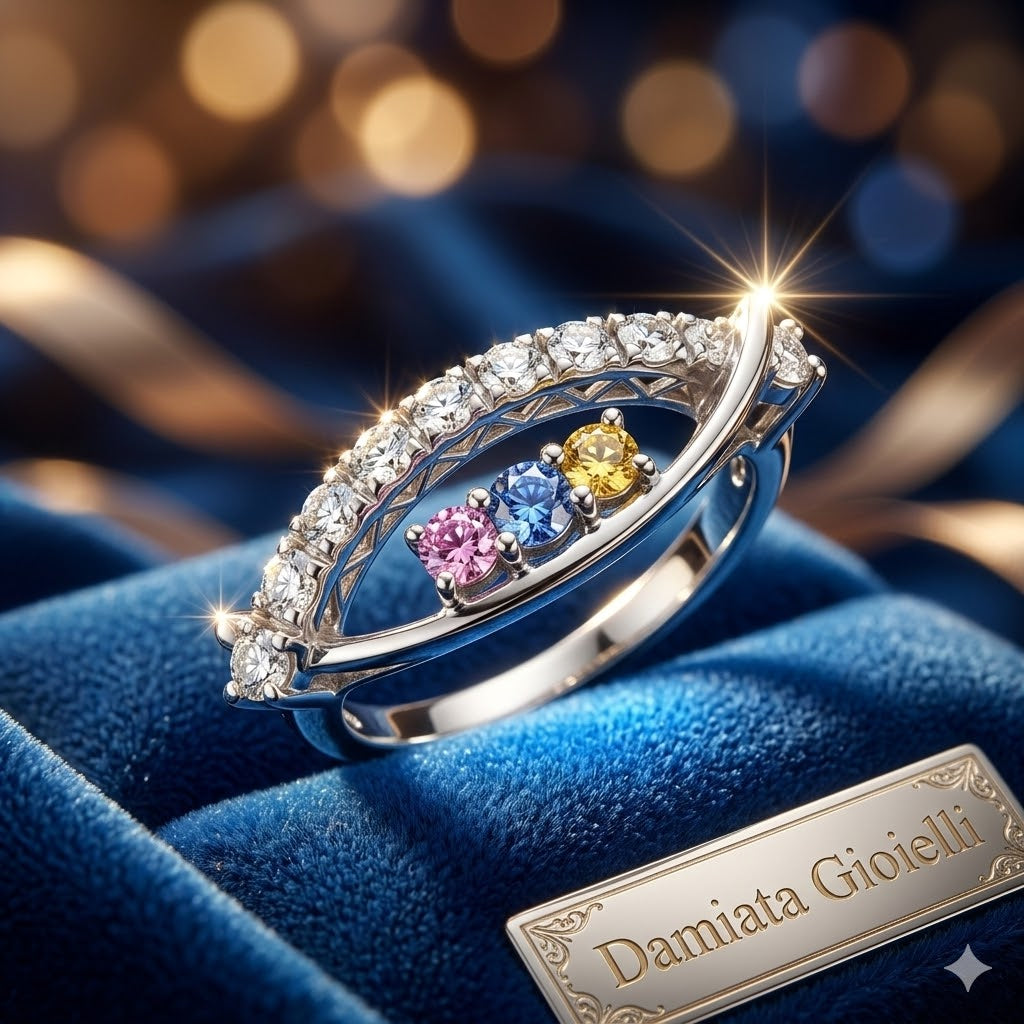 Anello fantasia donna Damiata Gioielli in oro bianco e zirconi 765/102