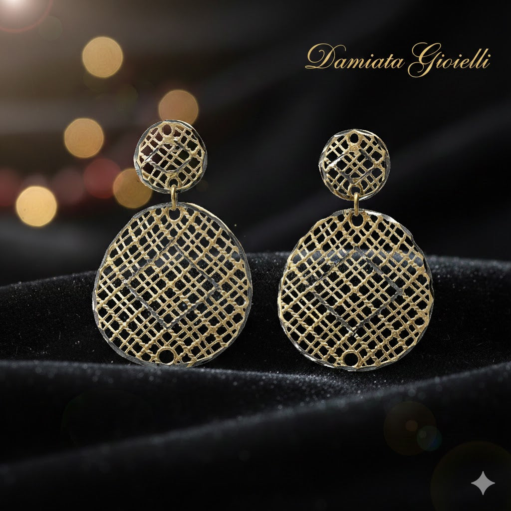Orecchini pendenti donna Damiata Gioielli in oro bianco e giallo 768/102/2