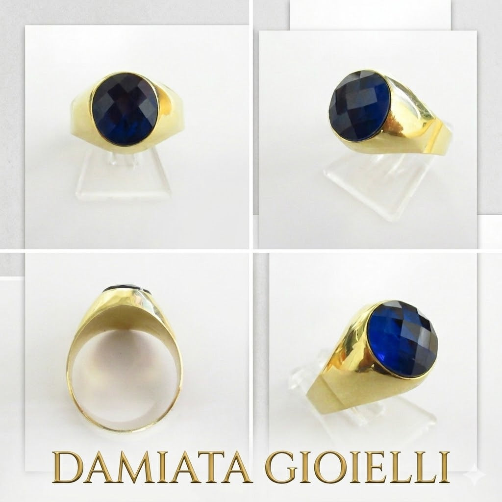Anello uomo Damiata Gioielli in oro giallo e quarzo 768/102/3