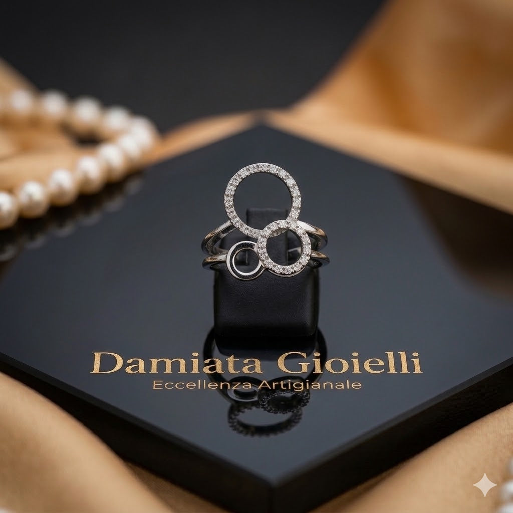 Anello fantasia donna Damiata Gioielli in oro bianco e zirconi 768/102/5
