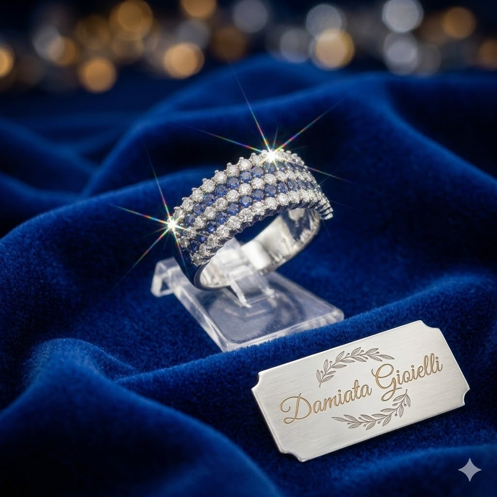 Anello a fascia donna Damiata Gioielli in oro bianco e zirconi 768/102