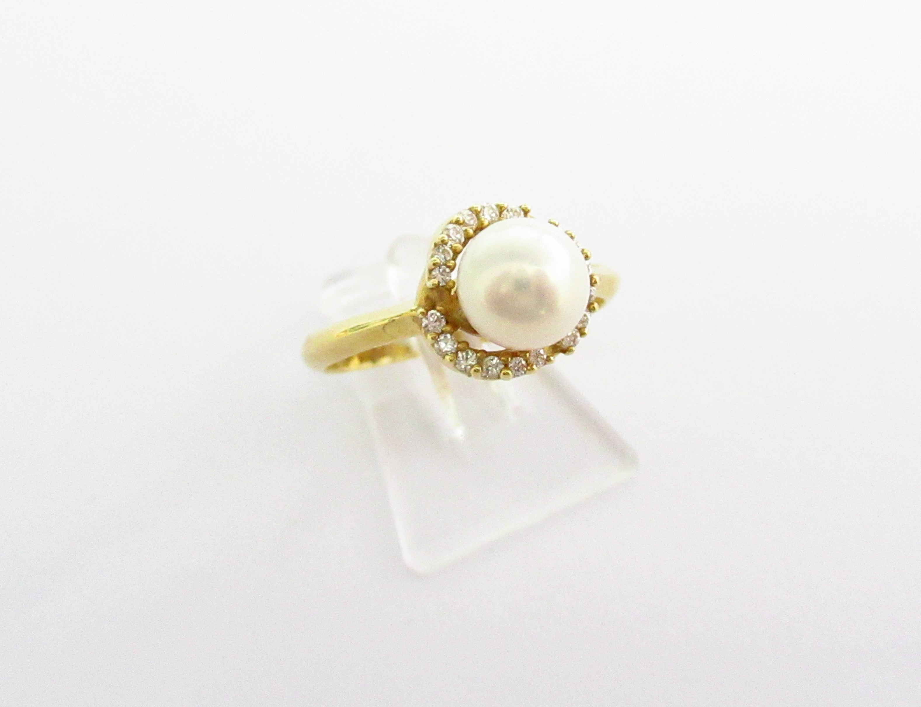 Anello donna Damiata Gioielli in oro giallo con perla e zirconi 769/102/5