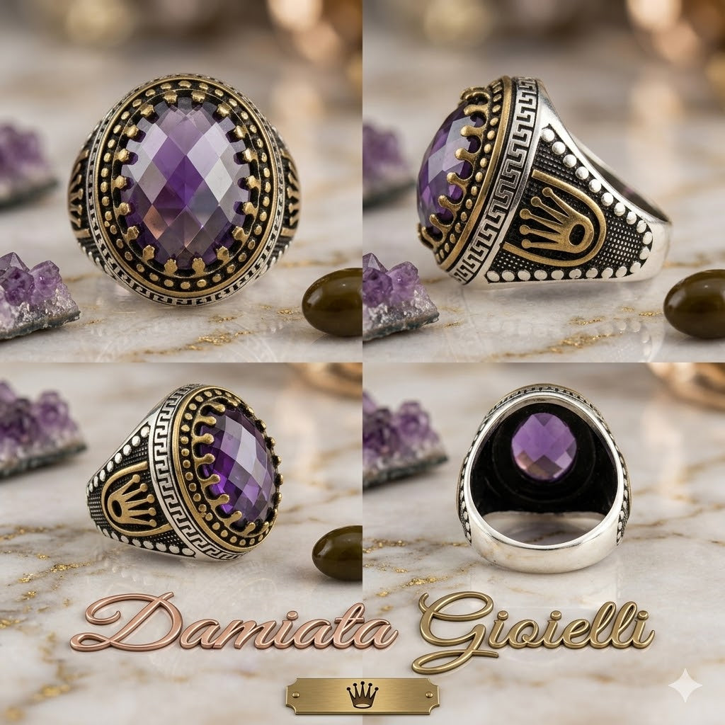 Anello uomo Orelù in argento e quarzo 812