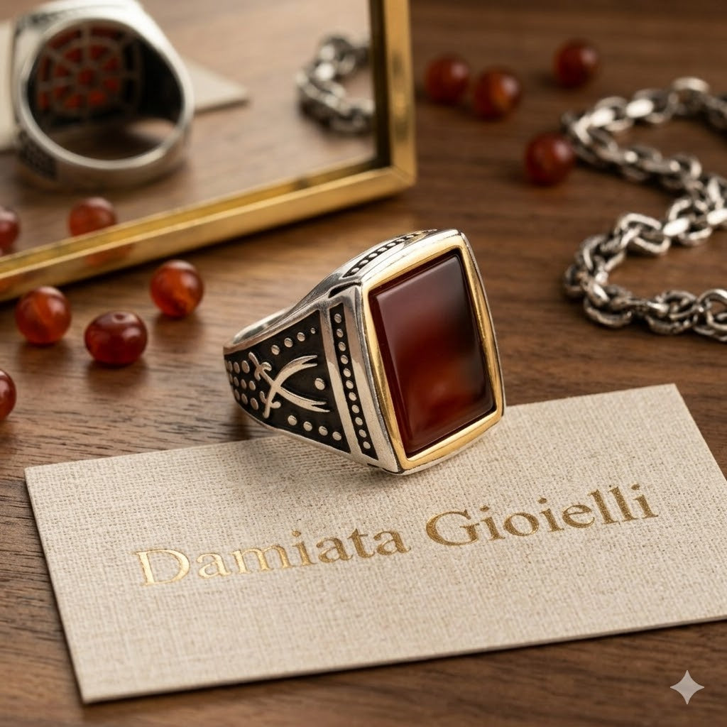 Anello uomo Orelù in argento e corniola 814