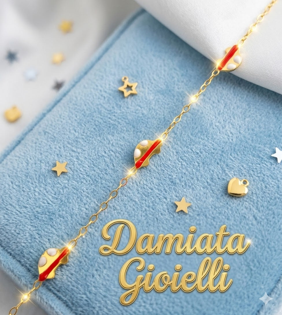 Bracciale con automobili bambino Damiata Gioielli in oro giallo smaltato 819/8/102