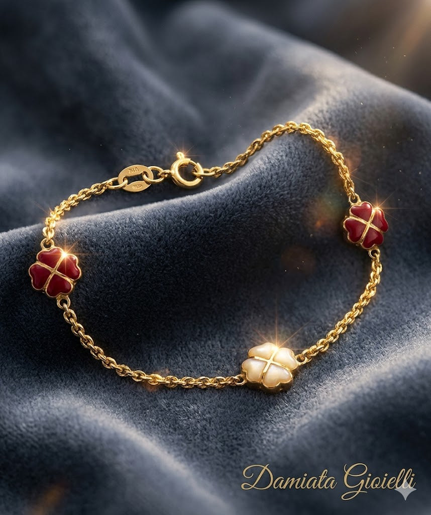 Bracciale con quadifogli bambino Damiata Gioielli in oro giallo smaltato 823/8/102