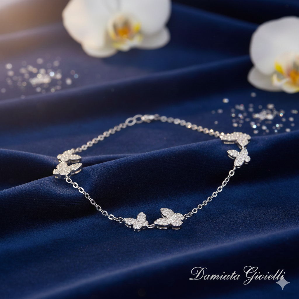 Bracciale con farfalle donna Damiata Gioielli in oro bianco e zirconi 835/102