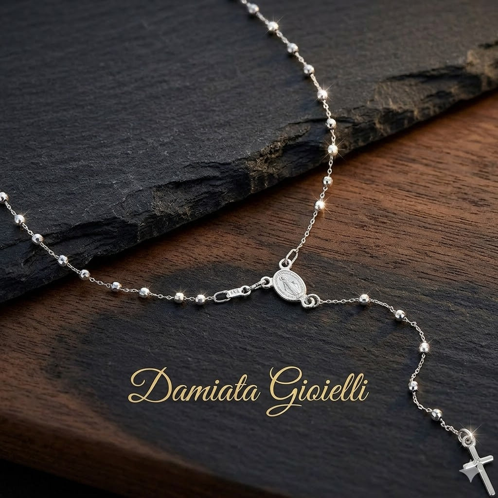 Collana rosario unisex Damiata Gioielli in oro bianco 838/8/102/1