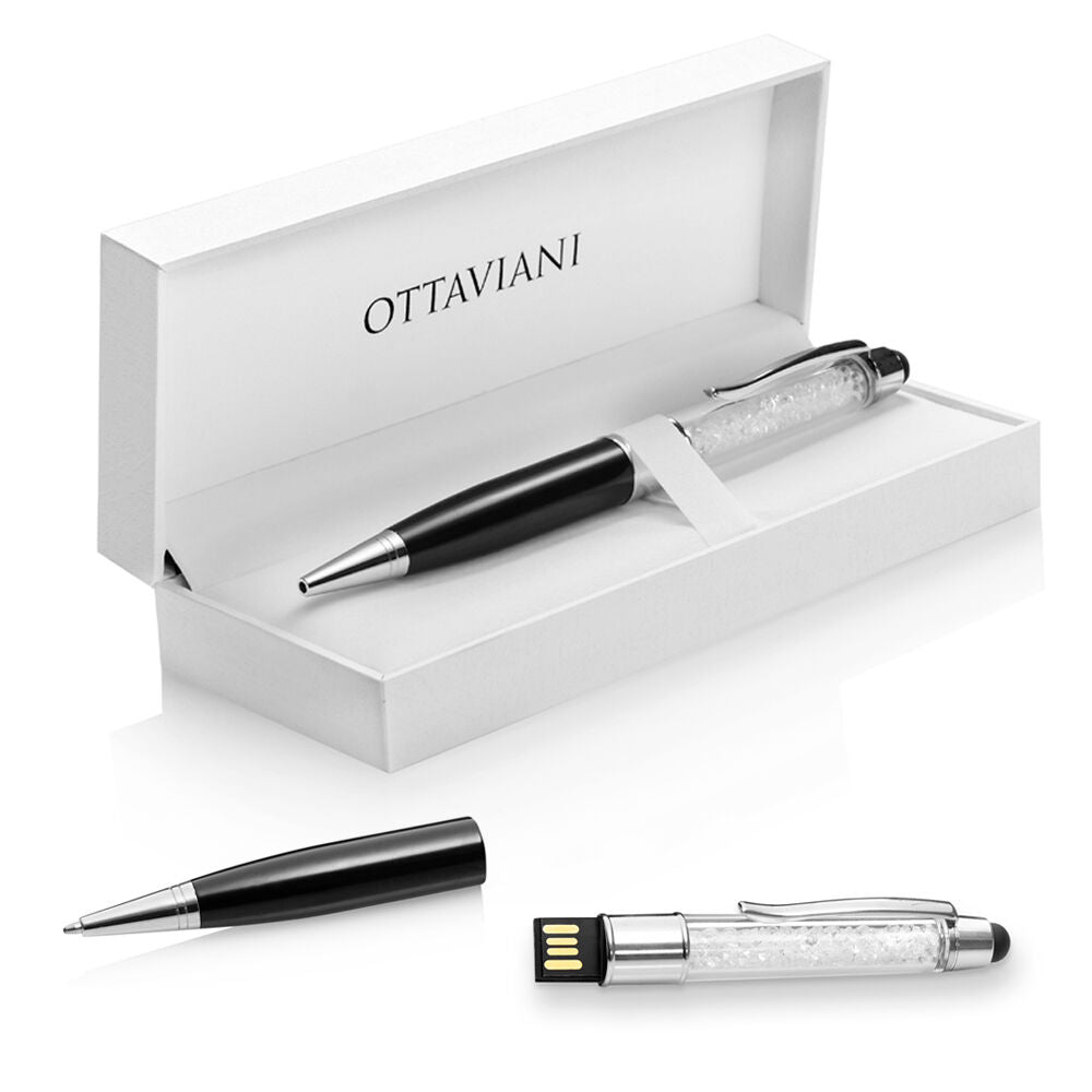 Penna a biro Ottaviani in acciaio bicolore con chiavetta USB da 16 GB ref. 84296