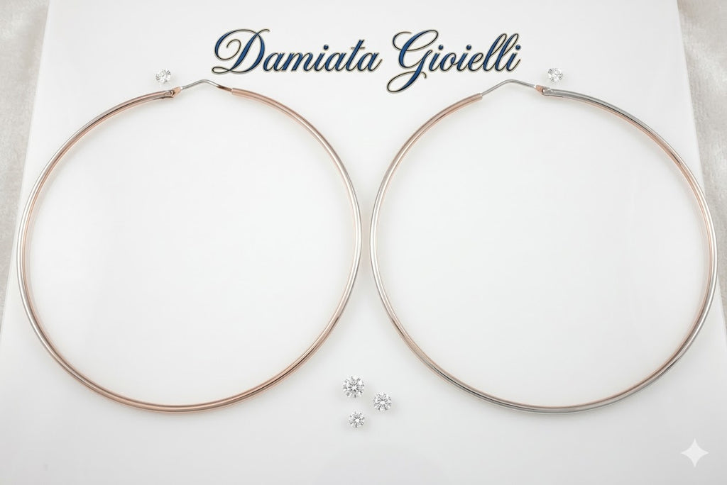 Orecchini a cerchio donna Damiata Gioielli in oro bianco 853/8/102