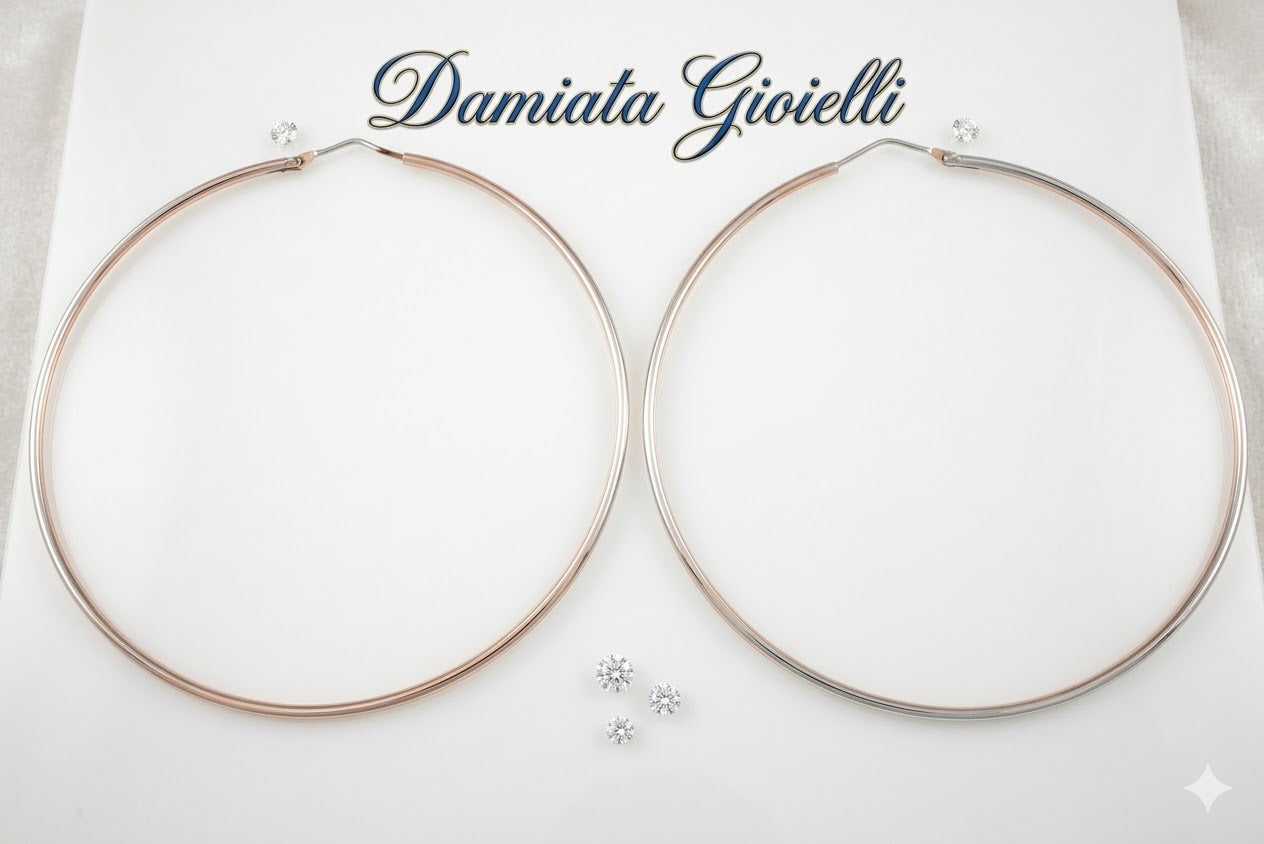 Orecchini a cerchio donna Damiata Gioielli in oro bianco 853/8/102
