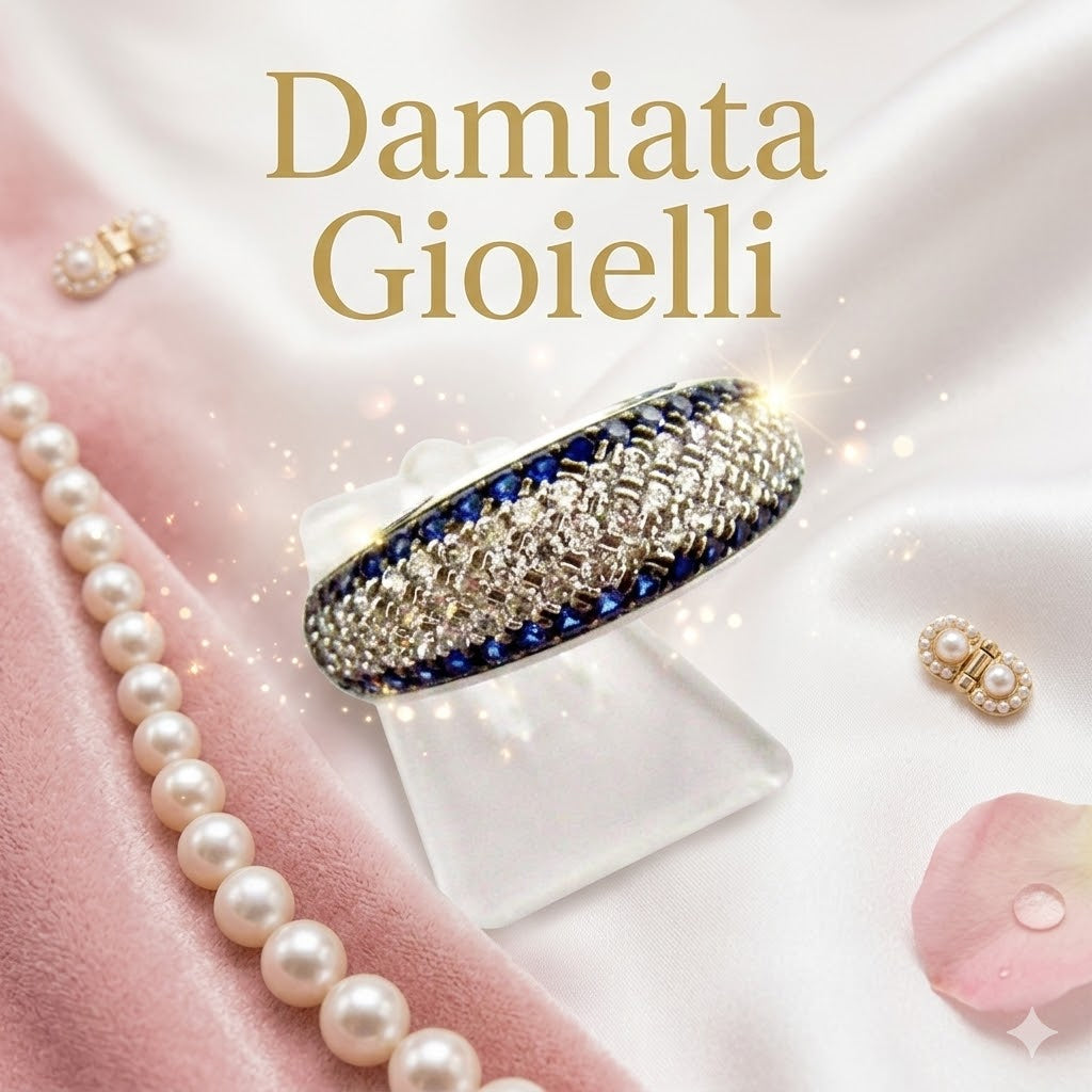 Anello a fascia donna Damiata Gioielli in oro bianco e zirconi 867/8/102