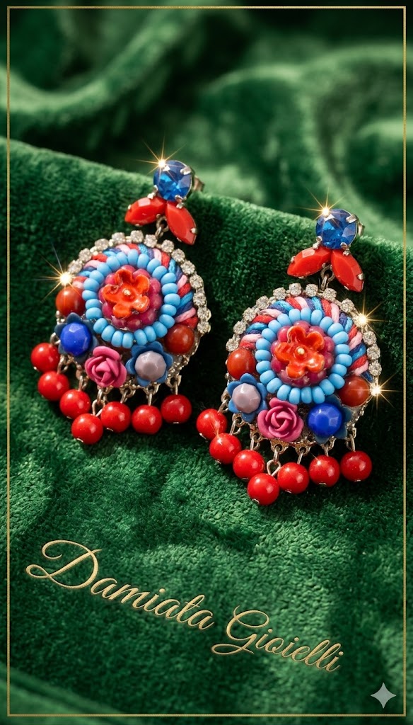 Orecchini pendenti donna Morfea Gioielli in ottone e perline multicolor 867