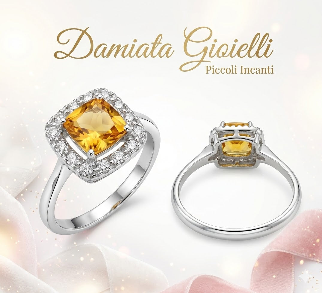 Anello donna Damiata Gioielli in oro bianco con quarzo e zirconi 870/102