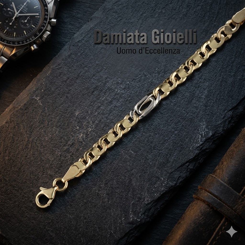 Bracciale a catena uomo Damiata Gioielli in oro bianco e giallo 873/102