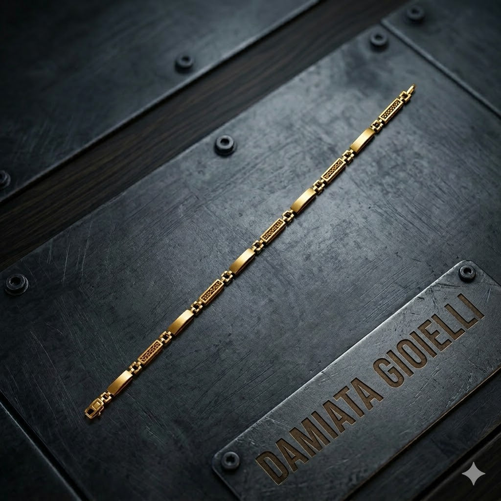 Bracciale semirigido uomo Damiata Gioielli in oro giallo e bianco 874/4/102