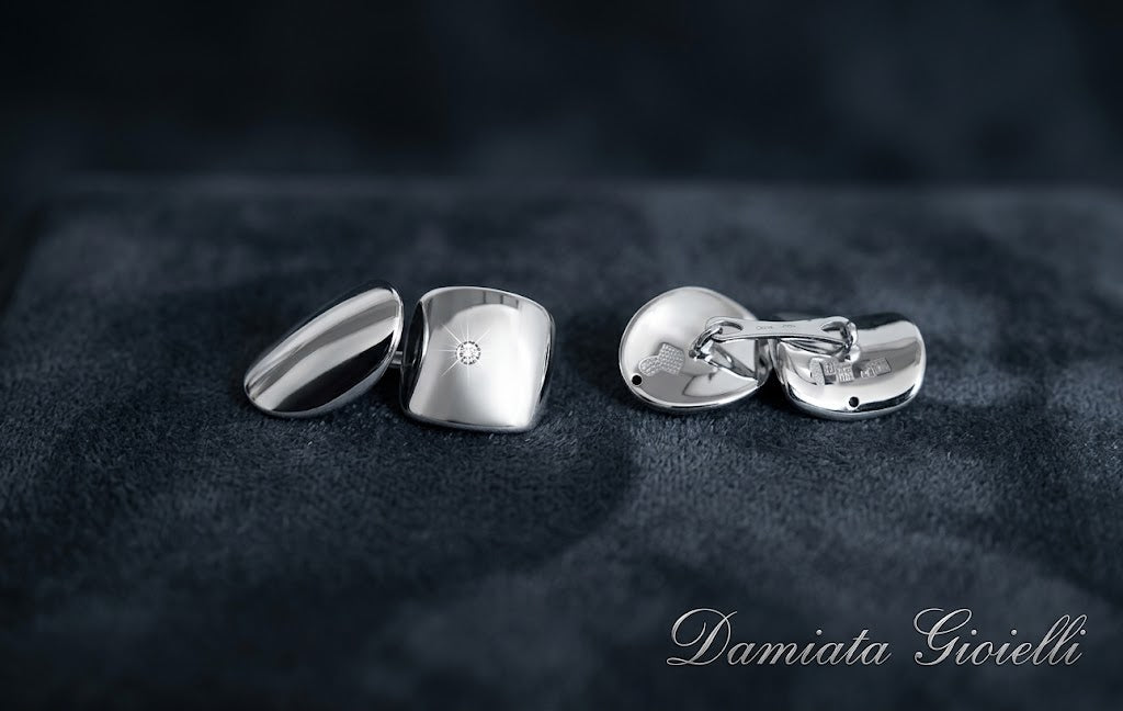 Copribottoni uomo Damiata Gioielli in oro bianco e diamanti di 0,02 carati ref. 879/102