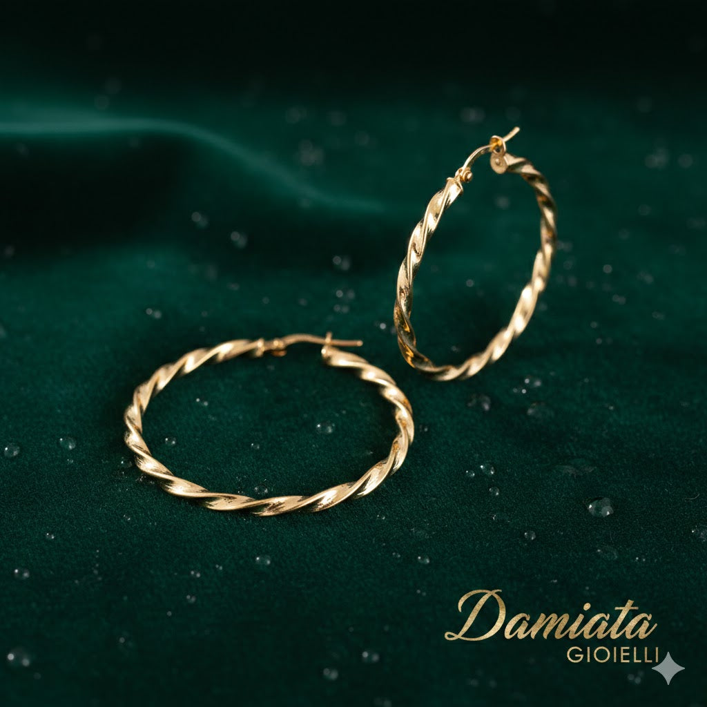 Orecchini a cerchio donna Damiata Gioielli in oro giallo 879/5/102